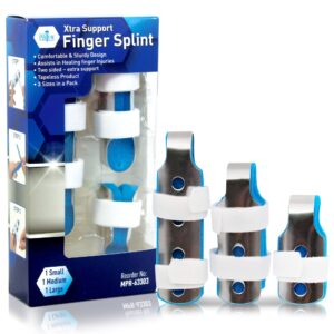 Medpride Xtra Support Finger Splints [3-Size Pack] - Comfortable Finger Braces For Injury Recovery & Pain-Relief- Finger & Knuckle Straighteners Fit Every Finger- Two Sided Finger Splint Immobilizer