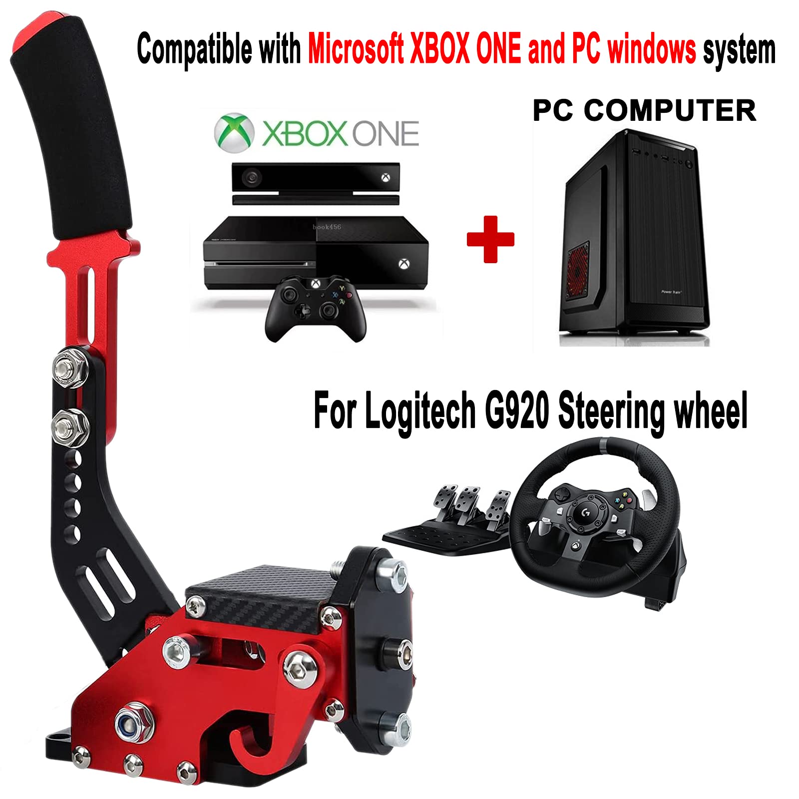 Obokidly Upgrade USB Handbrake Support G920 Compatible With XBOX ONE/XBOX ONE S For Simracing Game Sim Rig ; And Suitable For PC (Red-2)