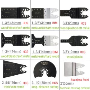 Ettonsun 31PCS Universal Metal Wood Oscillating Multitool Quick Release Saw Blades Fit Fein Multimaster Porter Cable Black & Decker Bosch Craftsman Ridgid Ryobi Makita Milwaukee Rockwell