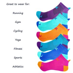 LEAFY BOO Bamboo Low Cut Running Socks for Women, Eczema Socks, Sports, Moisture Wicking, Lightweight, Size 5-10, Pack of 6 Pairs