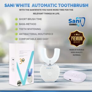 Sani White Ultrasonic Toothbrush, Ortho Sparkle Sonic Glow Brush, 360 Brite Toothbrush Adult U Shaped Toothbrush Ultrasonic Tooth Cleaner Teeth Whitening Light Electric Automatic Toothbrush Hands Free