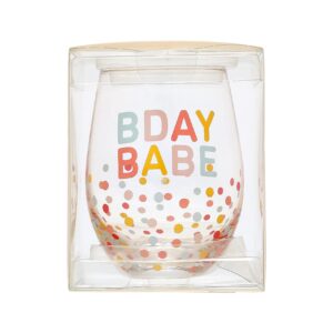 Pearhead Bday Babe Wine Glass, Birthday Party Favor, Birthday Party Accessory, Birthday Celebration Supplies, Great Gift Ideas for Her,15 oz.