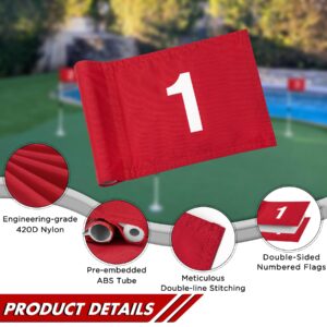 KINGTOP Miniature Golf Flagstick, Practice Putting Green Flags for Yard, Golf Pin Flag Hole Cup Set, Portable 2-Section Design, 3ft White Flagpole, Indoor | Outdoor, Red Flag Numbered #5, 1-Pack