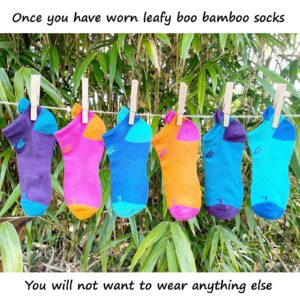 LEAFY BOO Bamboo Low Cut Running Socks for Women, Eczema Socks, Sports, Moisture Wicking, Lightweight, Size 5-10, Pack of 6 Pairs