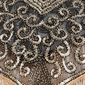 BABEYOND 1920s Shawl Wraps Long Fringed Evening Cape Sequin Beaded Party Shawl (Black Gold)