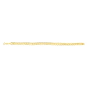 Floreo 10k Yellow Gold Small Mirror Heart Charms on Double Link Bracelet, 7 inch