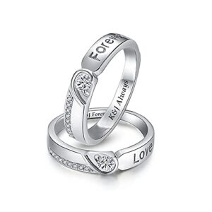 SHEAISRS Personalized Wedding Band 925 Sterling Silver Two Matching Couple Rings for him and her set Custom Engraved Promise Rings