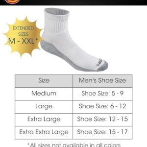 Dickies Men's Big & Tall Dri-Tech Moisture Control Quarter Socks, Available in M-XXL (6, 18, White (12 Pairs), XX-Large