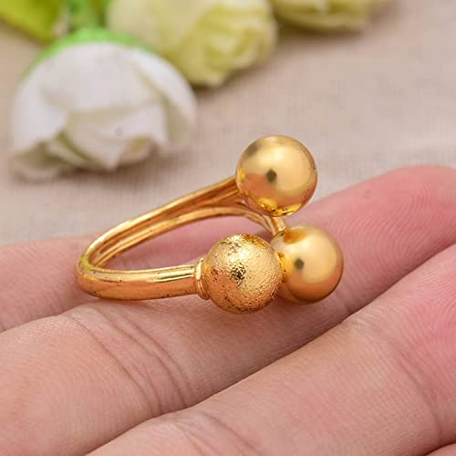 Dubai France 24K Bead Round Gold Color Rings Dubai Rings for Women Twist African Round Party Wedding Gifts Rings Gift