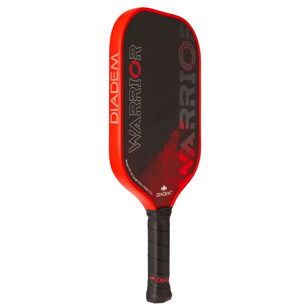 Diadem Warrior Pickleball Paddle | 3X L-Core Hybrid Nomex Polymer Honeycomb Core, Grit Paint Surface for Spin, Control and Power | Indoor/Outdoor | USAPA Approved (Red)