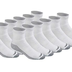 Dickies Men's Big & Tall Dri-Tech Moisture Control Quarter Socks, Available in M-XXL (6, 18, White (12 Pairs), XX-Large