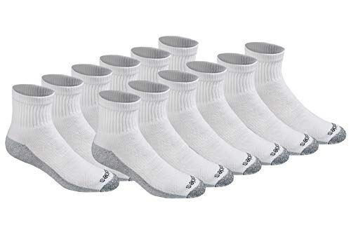 Dickies Men's Big & Tall Dri-Tech Moisture Control Quarter Socks, Available in M-XXL (6, 18, White (12 Pairs), XX-Large