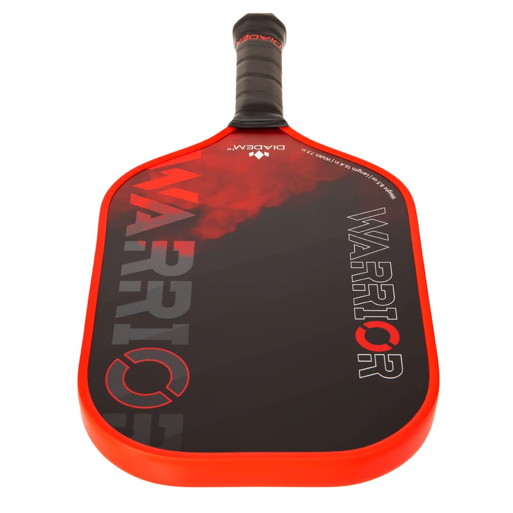 Diadem Warrior Pickleball Paddle | 3X L-Core Hybrid Nomex Polymer Honeycomb Core, Grit Paint Surface for Spin, Control and Power | Indoor/Outdoor | USAPA Approved (Red)