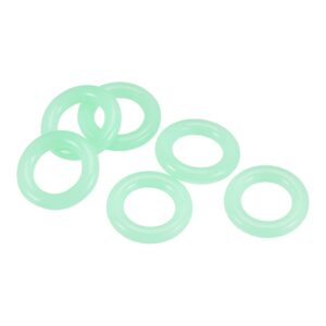 meccanixity tent stakes silicone o-rings glow in the dark 15mm od 3mm width, fluorescent camping tents nail accessory, green pack of 100