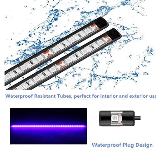 Vbakor 12V Marine Boat Ultra Violet UV Black Light LED Lights Strip, Night Fishing Lights, 5050 LED IP67 Waterproof UV Led Strip for Fishing Pontoon Kayak Yacht Sailboat (4 Pcs 20'')