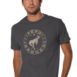 Ford Bronco Vintage Star Bronco Shirts for Men, Short Sleeve T Shirt, Officially Licensed (2X-Large) Charcoal