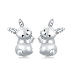 pelovny rabbit stud earrings sterling silver hypoallergenic easter bunny earrings jewelry gifts for women teen