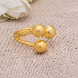 Dubai France 24K Bead Round Gold Color Rings Dubai Rings for Women Twist African Round Party Wedding Gifts Rings Gift