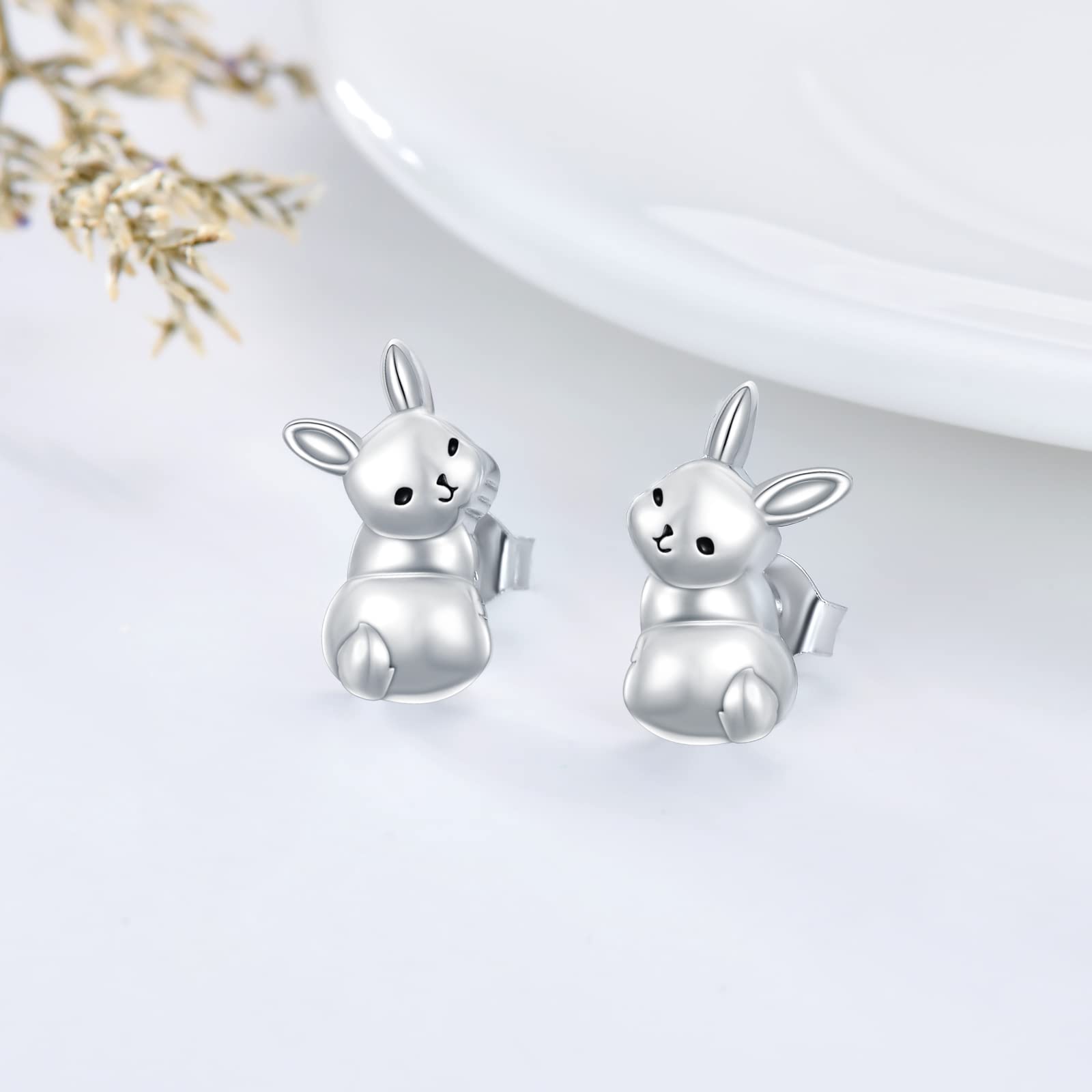 PELOVNY Rabbit Stud Earrings Sterling Silver Hypoallergenic Easter Bunny Earrings Jewelry Gifts for Women Teen