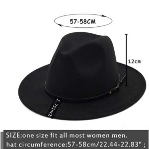 【2 Pack】 Fedora Hats for Women Fashionable Classic Wide Brim Womens Fedora Hat (Black + Khaki)