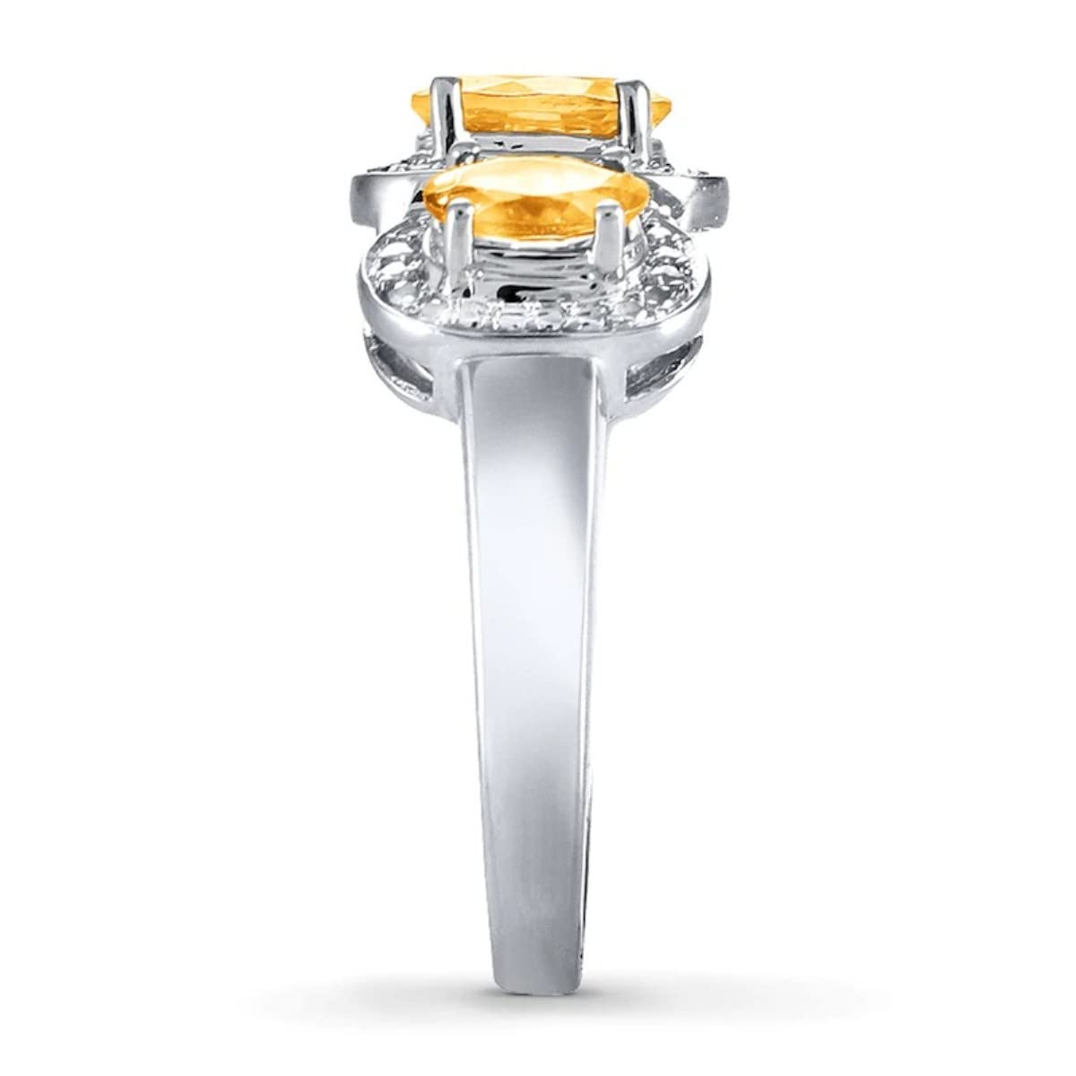 55Carat Natural-Citrine 925-Sterling-Silver Sparkle Three-Stone Halo Rings Diamond Accents Gemstone Handcrafted Fashion Jewelry Wedding Gifts for Women Size: 11