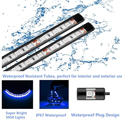 Vbakor Boat Led Strip Lights, 4 Pcs 24'' Marine Boat Interior Courtesy Deck Navigation Lights, Super Bright Waterproof Marine Led Lights Strip for 12V Pontoon Fishing Boat Yacht Kayak Sailboat (Blue)