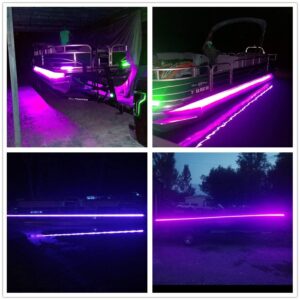 Vbakor 12V Marine Boat Ultra Violet UV Black Light LED Lights Strip, Night Fishing Lights, 5050 LED IP67 Waterproof UV Led Strip for Fishing Pontoon Kayak Yacht Sailboat (4 Pcs 20'')