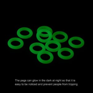 MECCANIXITY Tent Stakes Silicone O-Rings Glow in The Dark 15mm OD 3mm Width, Fluorescent Camping Tents Nail Accessory, Green Pack of 100