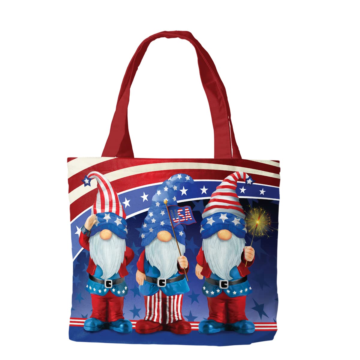 Briarwood Lane Patriotic Gnomes Canvas Tote Bag 14.5" x 15"