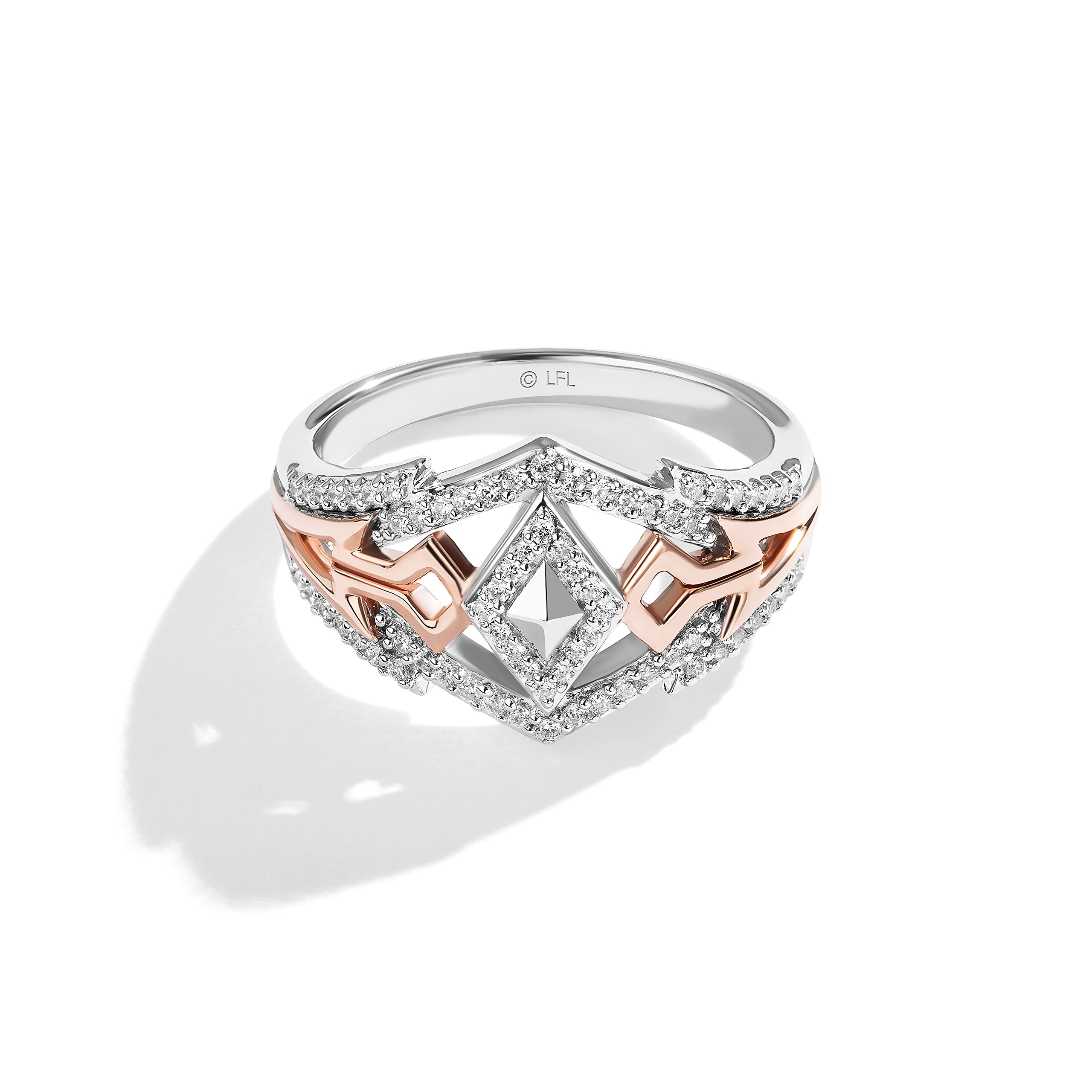 Jewelili Star Wars™ Fine Jewelry Ahsoka Tano™ Women's Ring 1/4 Ct.Tw. Diamonds, Sterling Silver and 10K Rose Gold