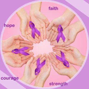 150 Pieces Purple Ribbon Awareness Pancreatic Cancer Awareness Pins Domestic Violence Awareness Lupus Overdose Alzheimers Cancer Awareness Pins Purple Brooch with Safety Pins for Charity Public Event