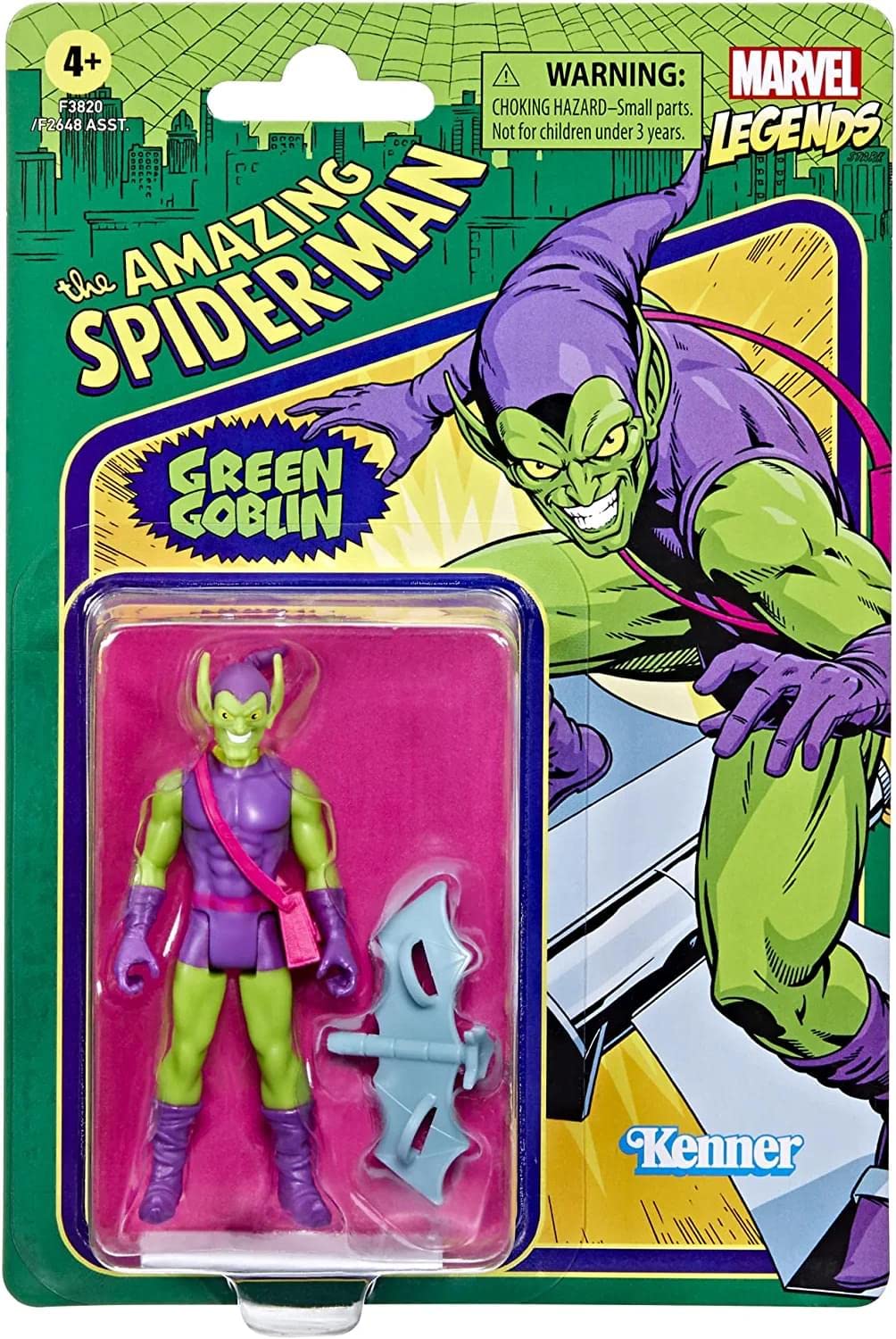 Marvel Legends Series 3.75-inch Retro 375 Collection Green Goblin Action Figure Toy, 2 Accessories