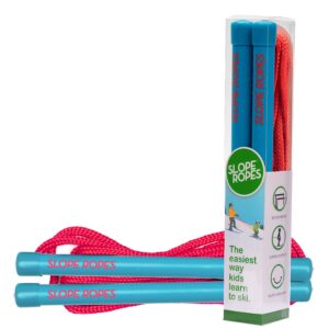 slope ropes kids ski trainer to teach kids to downhill ski safely with proper posture, simple harness free design, fun for parents and kids (blue/pink)