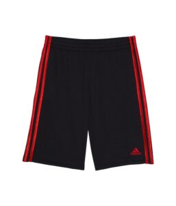 adidas boys elastic waistband classic 3s shorts, black with scarlet, medium us