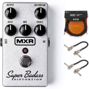 Briskdrop MXR M75 Super Badass Distortion Guitar Effects Pedal Bundle with MXR Premium Instrument Cable and Patch Cables m75bundle