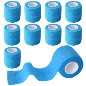 Gondiane 9 Pack 2" x 5 Yards Self Adhesive Bandage Wrap Self Stick Wrap for Ankle, Wrist, Finger, Sports, Breathable Cohesive Vet Tape for Pets (Light Blue)