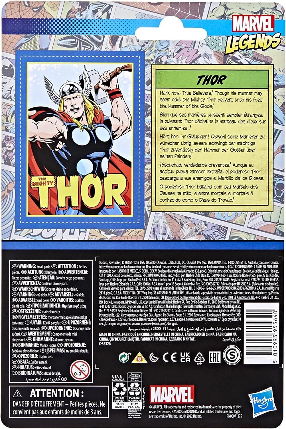 Marvel Hasbro Legends Series 3.75-inch Retro 375 Collection Thor Action Figure Toy,1 Accessory