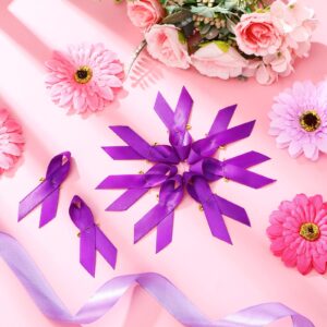 150 Pieces Purple Ribbon Awareness Pancreatic Cancer Awareness Pins Domestic Violence Awareness Lupus Overdose Alzheimers Cancer Awareness Pins Purple Brooch with Safety Pins for Charity Public Event