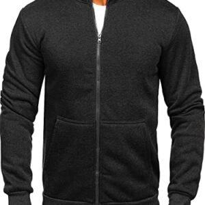 Men's Full Zip Up Active Track Jacket Zipper Mock Neck Sweatshirts Casual Long Sleeve Top with Pocket