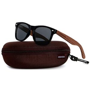 ANDWOOD Wood Sunglasses Polarized for Men Women Uv Protection Wooden Bamboo Frame Mirrored Sun Glasses