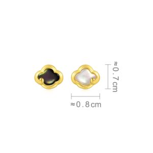 CHOW SANG SANG Cultural Blessings Daily Bliss 999 24K Solid Gold Lucky Ruyi Cloud with Mother of Pearl Stud Earrings for Women 92498E