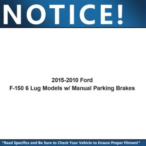 Detroit Axle - Rear Brake Kit for 2012-2020 Ford F-150 Drilled & Slotted 6-Lug Brake Rotors Replacement 2013 2014 2015 2016 2017 2018 2019 Ceramic Brakes Pads [Manual Parking Only]