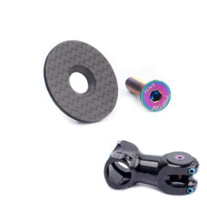 coonium 1 1/8” (28.6mm) headset stem top cap, carbon fiber with m6 x 30 titanium compression bolt for road bike and mtb