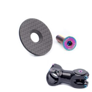 COONIUM 1 1/8” (28.6mm) Headset Stem Top Cap, Carbon Fiber with M6 X 30 Titanium Compression Bolt for Road Bike and MTB