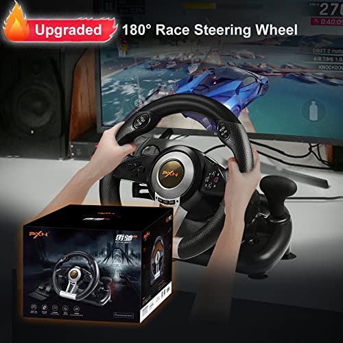 PXN PC Racing Wheel, V3II 180 Degree Universal USB Car Sim Game Steering Wheel with Pedals for Xbox One, Xbox Series S/X PS3, PS4, Switch