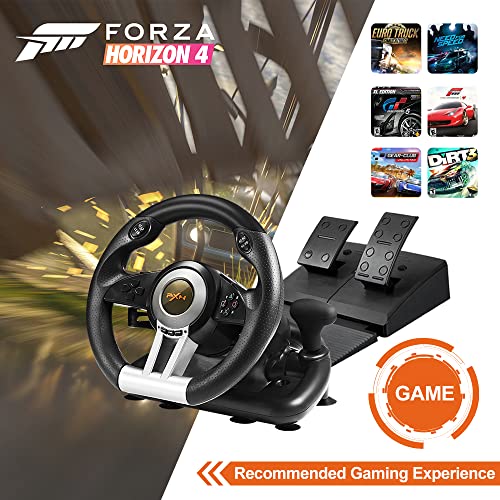 PXN PC Racing Wheel, V3II 180 Degree Universal USB Car Sim Game Steering Wheel with Pedals for Xbox One, Xbox Series S/X PS3, PS4, Switch