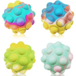 pop it ball 4 packs 3d silicone squeeze balls toy push bubble pop its fidget toys squishy stress balls sensory toys for kids and adults