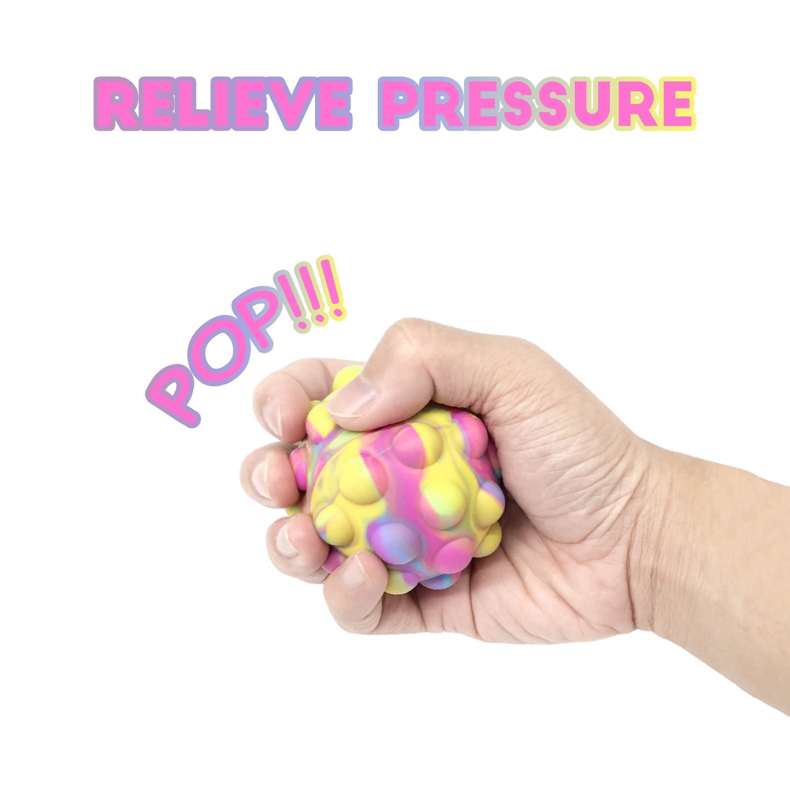 Pop It Ball 4 Packs 3D Silicone Squeeze Balls Toy Push Bubble Pop Its Fidget Toys Squishy Stress Balls Sensory Toys for Kids and Adults