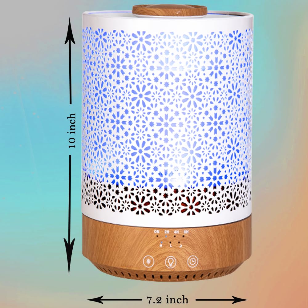 BlueHills 2500 ML Humidifier with Essential Oil Diffuser Combo Aroma Home Décor Design for Large Bed Bath Kids Baby Living Rooms Big Capacity LED Lights Scent Ultrasonic Cool Mist Wood Grain F006