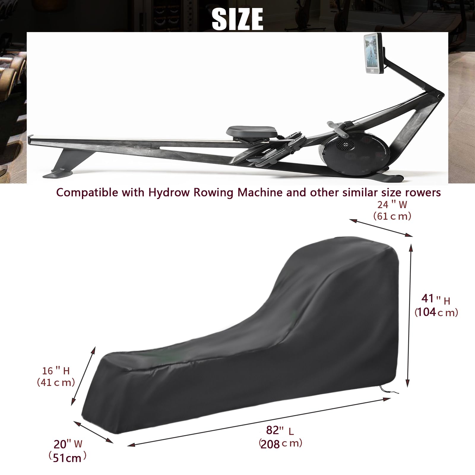 Andacar Rowing Machine Cover, Cover for Concept 2 Rowing Machine Waterproof Rower Cover Dustproof Fitness Equipment Protective Cover